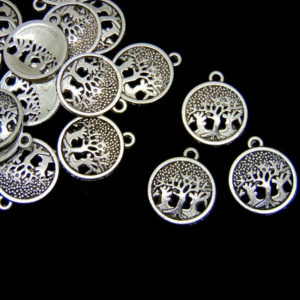 20 Pcs Tibetan Silver Tree of Life Round Charms Pendant Nature Pagan Wiccan Q26