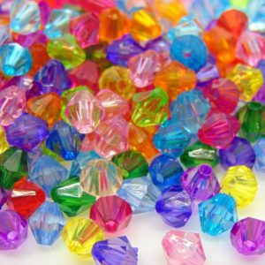 500 Pcs Mixed Acrylic 6mm Faceted Bicone Beads Jewellery Craft Beading Kids F20