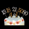 Cake Pick Topper Silver Gold Diamante Rhinestone Birthday Party Number Diamonte