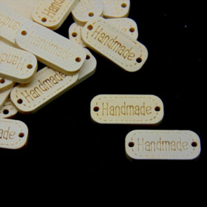 Wooden "HANDMADE" CRAFT SEWING LABEL TAG Buttons 19mm Christmas Cards Gifts