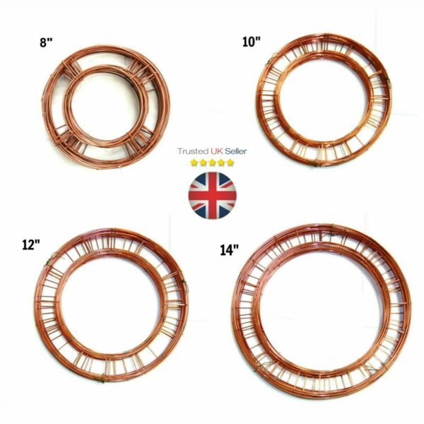 Wreath Ring Flat Copper Wire Frame Christmas Funeral Rings 8" 10" 12" 14" 15" UK 