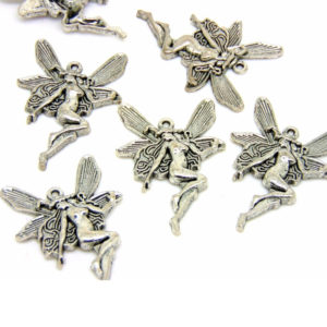 10 Pcs - Antique Silver Woodland Fairy / Angel Charm Jewellery Pendant B49