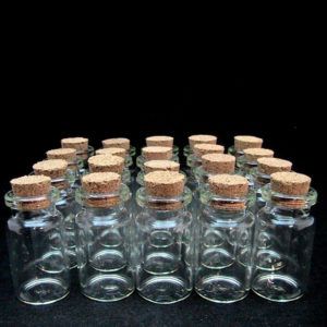 10 x Miniature Glass Bottles / Vials & Cork Stopper Decorative Storage Pendant