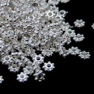 100x 4mm Silver Plated Daisy Spacer Beads Jewellery B15