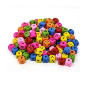 10mm Mixed Colour Alphabet Letter Cube Wooden Beads Craft Beading Kids - ML