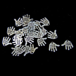 20 Pc 12mm Tibetan Silver " Hand Made " Hand Charms Pendant Craft Baby Shower N7