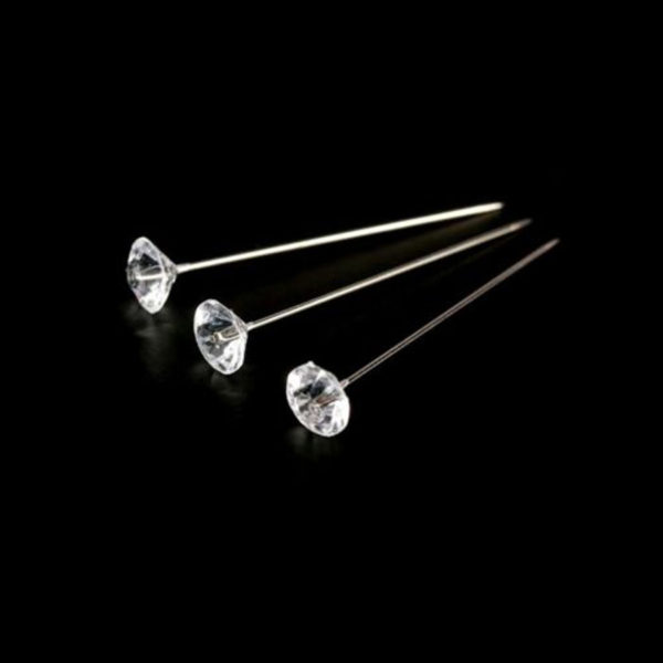 Clear Diamante Pins Buttonholes Weddings Bouquets Assorted Sizes ML