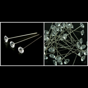 Clear Diamante Pins Buttonholes Weddings Bouquets Assorted Sizes ML