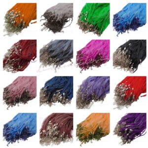5 Pcs New Organza Ribbon & Waxed Cord Necklace With Lobster and Chain UK SELLER