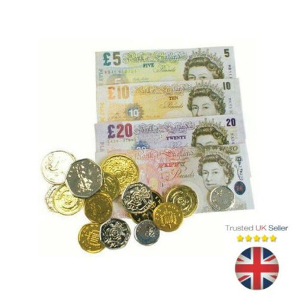 Kids Fake Toy Play Money Notes & Coins School Learning Children Shops Pretend