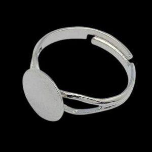 10 x Silver Plated Adjustable Ring Blanks 10mm Flat Pad Glue Jewellery E128