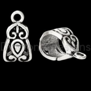20 Pcs -  Tibetan Silver Hollow Bails 13mm Jewellery Fit European Bracelet E355