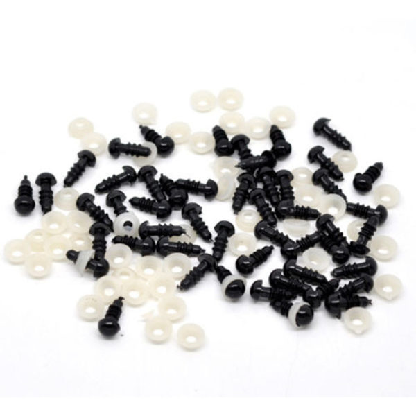 50 x 6mm Black Acrylic Toy Teddy Eyes (25 Pairs) Soft Toy Amigurumi N161