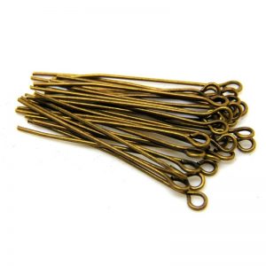 100 Pcs - 30mm Antique Bronze Coloured Eye Pins Jewellery Findings Craft P54