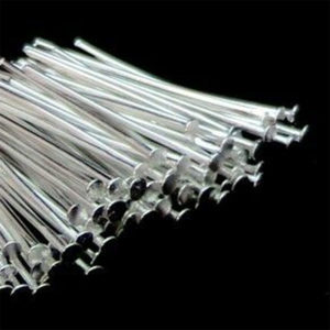 100 Pcs - 30mm Silver Plated Head Pins Jewellery Bead Findings Craft B154