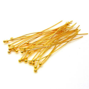 100 Pcs - 35mm Gold Plated Ball Head Pins Jewellery Craft Findings Beading J52