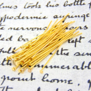 100 Pcs - 35mm Gold Plated Head Pins Jewellery Craft Findings i20