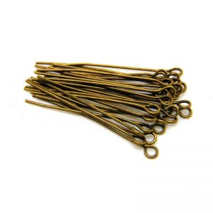 100 Pcs - 40mm Antique Bronze Coloured Eye Pins Jewellery Findings Craft H29