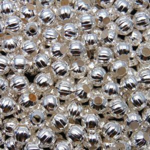 100 Pcs - 6mm Silver Plated Melon Spacer Beads Craft Findings R34