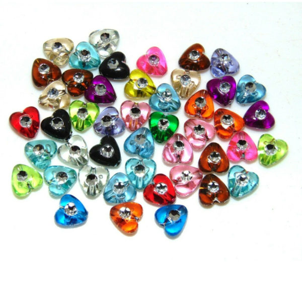 100 Pcs - 8mm Acrylic Heart Spacer Beads Mix Colour Jewellery Craft UK G167