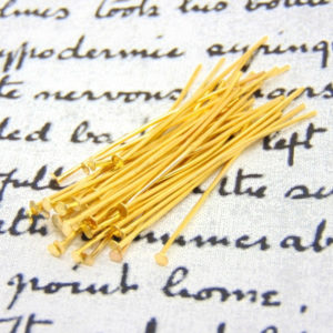 100 x 40mm Gold Plated Head Pins Jewellery Craft Findings L118