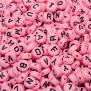 100 x 7mm Pink Random Mixed Alphabet Letter Beads Round Craft Bead E127