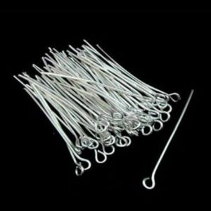 100pcs 20mm Silver Plated Jewellery Eye Pins Craft Findings 0.7mm Beading Bead L172