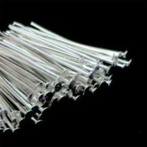 24mm Silver Plated Head Pins 2mm Head 0.8mm Thickness Jewellery Findings Craft