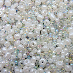 30g - Mixed Size Glass Seed Beads Winter Wonderland Clear Lustre 2mm 3mm 4mm F86