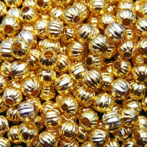 50 Pcs - 8mm Gold Plated Melon Round Spacer Beads Craft Findings Jewellery F152