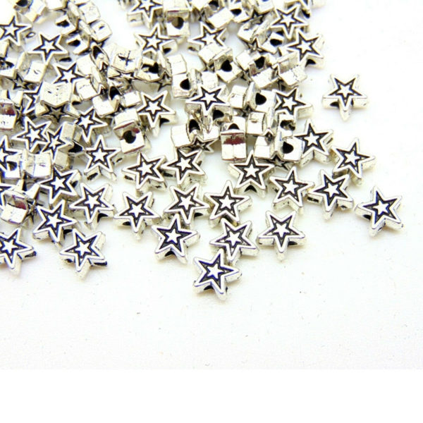 75 Pcs - 4mm Dainty Tibetan Silver Star Spacer Beads Jewellery Craft Beads G64
