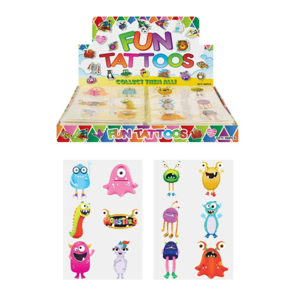 MONSTER KIDS TEMPORARY TATTOOS Assorted Designs Party Bag Filler Loot Girls Boys