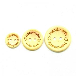 Natural Round Wooden Buttons Handmade With Love 15mm 20mm 25mm Craft