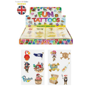 PIRATE KIDS TEMPORARY TATTOOS Assorted Designs Party Bag Filler Loot Girls BOYS