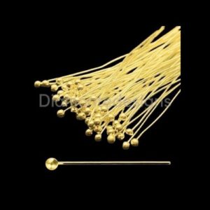 100 Pcs - 45mm Gold Plated Ball Head Pins Jewellery Craft Findings Beading B77