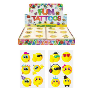 SMILEY FACE KIDS TEMPORARY TATTOOS Assorted Designs Party Bag Filler Loot Boys
