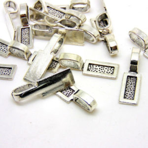 Tibetan Silver Rectangular Shape Glue on Bails Pendant Cabochon Jewellery UK ML