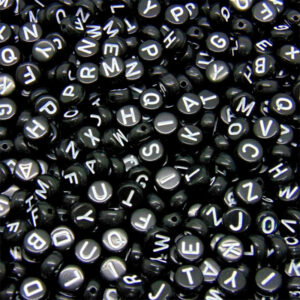 100 x 7mm Black Acrylic Alphabet Letter Beads Round Jewellery Craft L20