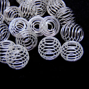 20 Pcs - Silver Plated 10mm - 15mm Wire Bead Cages Lantern Coil Wrap F181