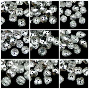 25 Pcs Silver Plated Backed Acrylic Two Hole Button Plastic Imitation Crystal ML