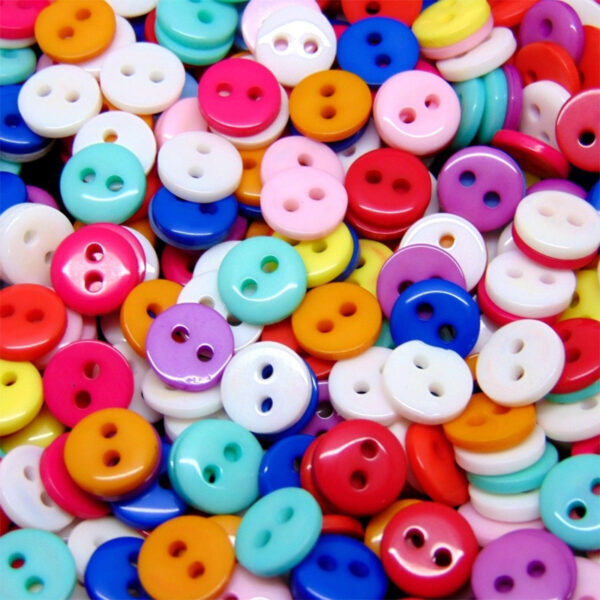 500 x 9mm Mixed Round Acrylic Resin 2 Hole Buttons Scrapbooking Craft F125