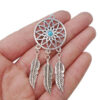 Tibetan Silver Feather Dream Catcher Charms Pendants with Faux Turquoise UK