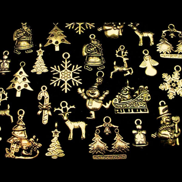 Tibetan Golden Random Mix Christmas Charms Festive Pendants Xmas ML