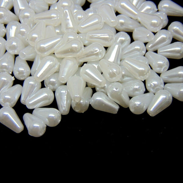 White Acrylic Faux Pearl Drop Beads Jewellery Making Bridal Beading Craft ML