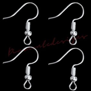 200 x (100 pairs) 18mm Silver Plated Earwires Fish Hook Jewellery Findings A122