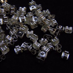 100 (50 Pairs) 6mm Silver Plated Butterfly Earring Backs Jewellery Findings D114