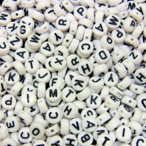 7mm White Round Letter Coin Beads Jewellery Kids Craft Beading