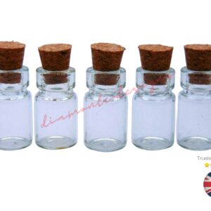 5 - Dainty Miniature Glass Bottles Vials & Cork Stopper Decorative Storage A300