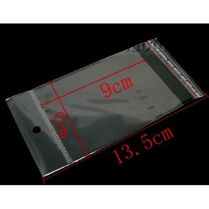 100 Pcs - Clear Self Adhesive Cello Bag With Hole Jewellery 13.5cm x 7cm G258