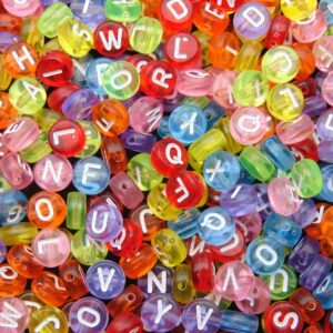 7mm Random Mixed Colour & Letter Alphabet Beads Round Craft Bead